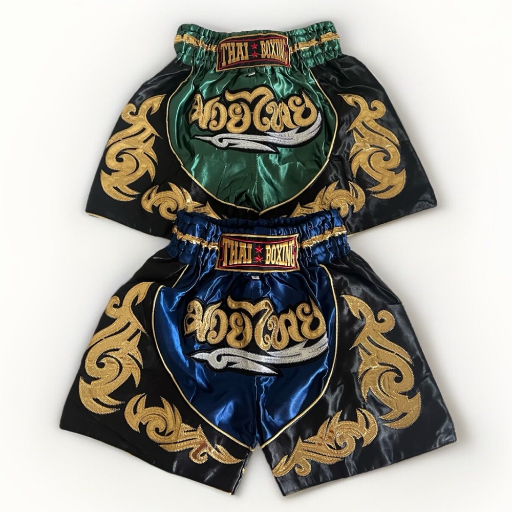 NWOT Lot Of 2 Thai Boxing Muay Thai Shorts Sz S Youth Or Womens Fight Blue Green